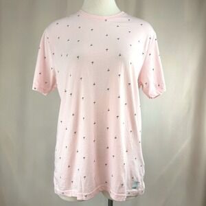 DENIM & FLOWER Mens T-Shirt (L) Pink Palm Trees Resort Vacation Cotton Miami